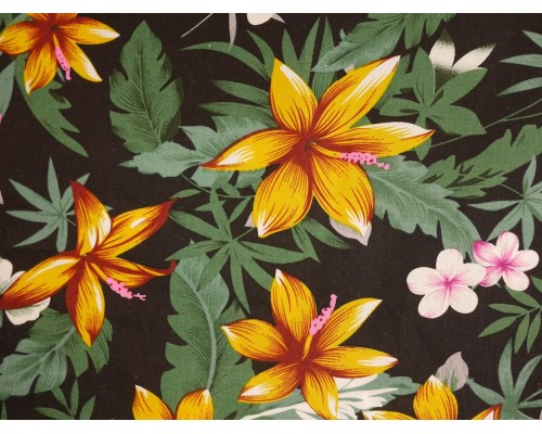 Printed Cotton Poplin Fabric - Hibiscus Garden